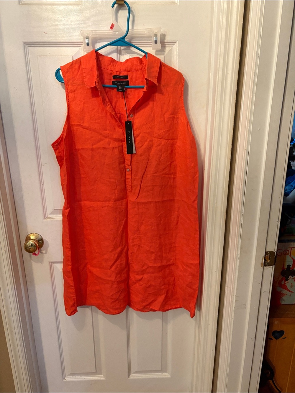 Tahari Sleeveless Collared dress in Bright Orange